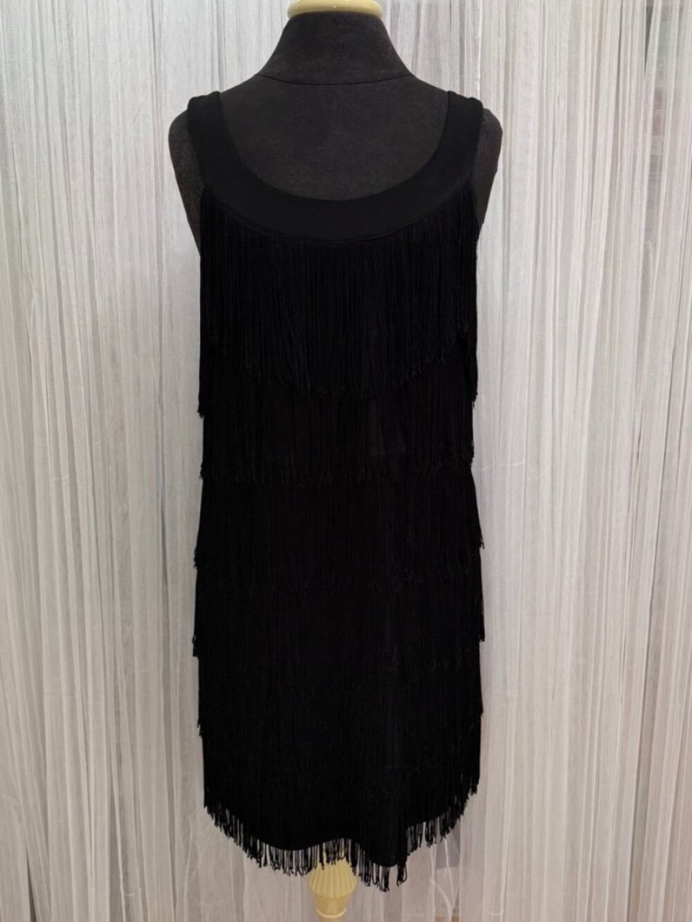 Dressbarn Collection Women’s Black Fringe Dress Size 8 Sleeveless Flapper Style